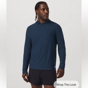 Vuori Strato Tech Hoodie, Long-Sleeve Shirt - Heather Navy (NWOT)